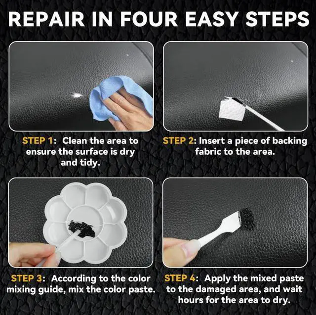 Alt view image 5 of 7 - Black Leather Repair Kit for Furniture, Leather Seat Repair Kit for Cars, Easily Restore Car Interior, Sofa, Purse and Jacket, Restore Any Material with Super Easy Instructions