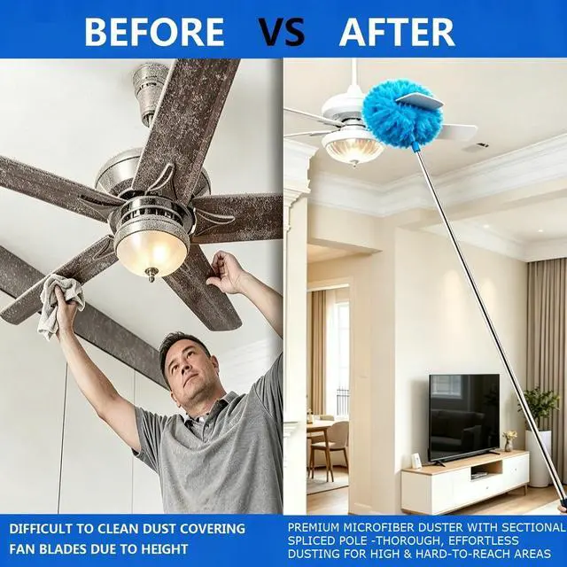 Alt view image 3 of 7 - Fan Cleaner Duster 64.15" Adjustable Washable Reusable Microfiber