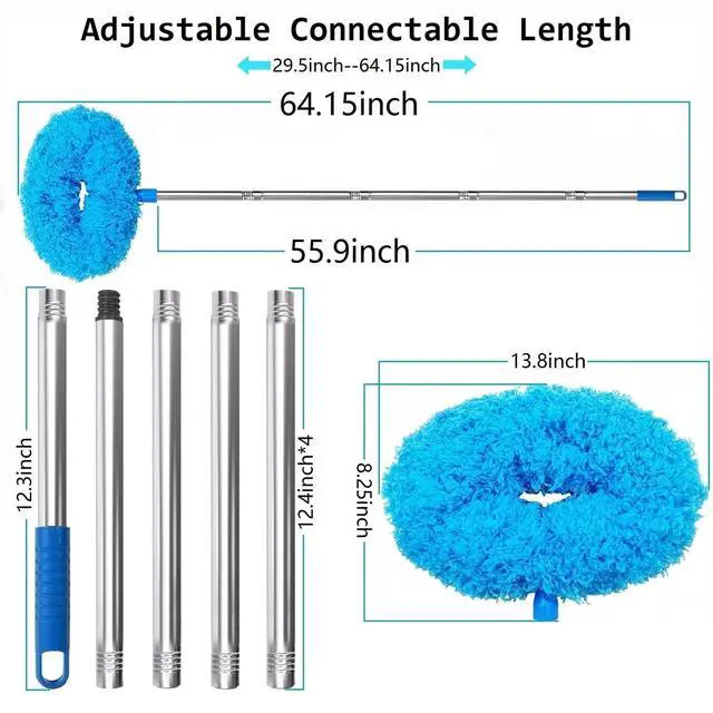 Alt view image 2 of 7 - Fan Cleaner Duster 64.15" Adjustable Washable Reusable Microfiber