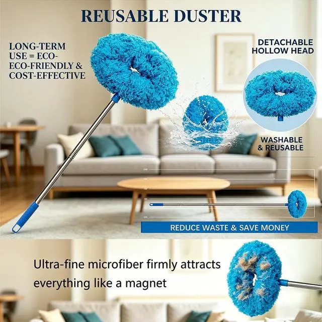 Alt view image 7 of 7 - Fan Cleaner Duster 64.15" Adjustable Washable Reusable Microfiber
