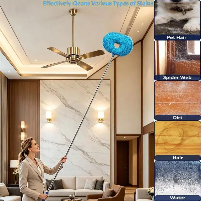 Alt view image 6 of 7 - Fan Cleaner Duster 64.15" Adjustable Washable Reusable Microfiber