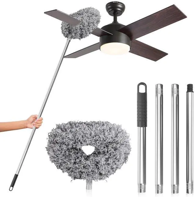 Main image of Ceiling Fan Cleaner Duster, Reusable Microfiber Duster with Extension Pole, 13 to 48 Inch Fan Blade Cleaner, Removable Dusters for Cleaning Walls Bookshelves Door Window Top (Grey)