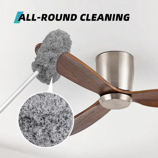 Alt view image 2 of 7 - Ceiling Fan Cleaner Duster, Reusable Microfiber Duster with Extension Pole, 13 to 48 Inch Fan Blade Cleaner, Removable Dusters for Cleaning Walls Bookshelves Door Window Top (Grey)