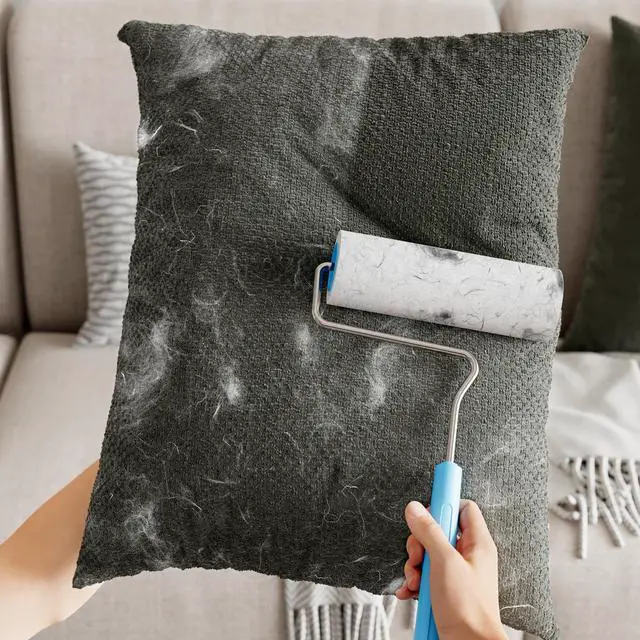 Alt view image 2 of 6 - Large Surface Extra Sticky Lint Roller 6.3'', 444 Sheets Long Handle Pet Hair Removal, Dog and Cat Lint Remover for Clothes, Furniture, Carpet