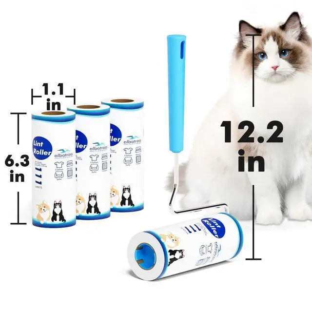 Alt view image 4 of 6 - Large Surface Extra Sticky Lint Roller 6.3'', 444 Sheets Long Handle Pet Hair Removal, Dog and Cat Lint Remover for Clothes, Furniture, Carpet