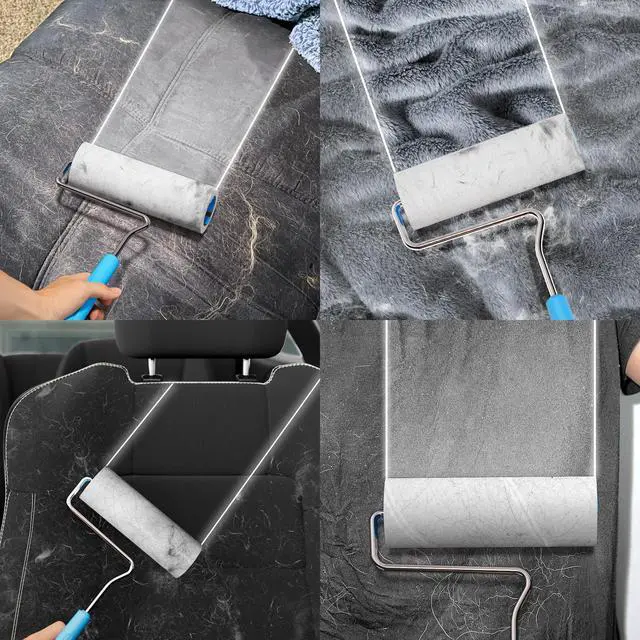 Alt view image 5 of 6 - Large Surface Extra Sticky Lint Roller 6.3'', 444 Sheets Long Handle Pet Hair Removal, Dog and Cat Lint Remover for Clothes, Furniture, Carpet