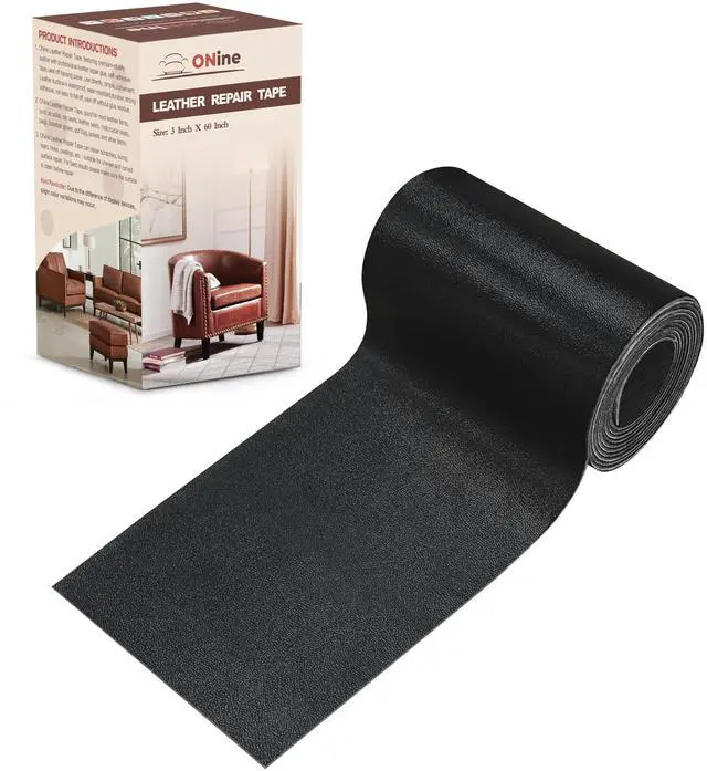 Main image of Leather Repair PatchLeather Repair Tape, 3 x 60 inches Leather Repair Patch for Furniture,Vinyl Repair kitLeather Couch Patchfor Sofas, Furniture, car Seats(Black-Fine Grain)