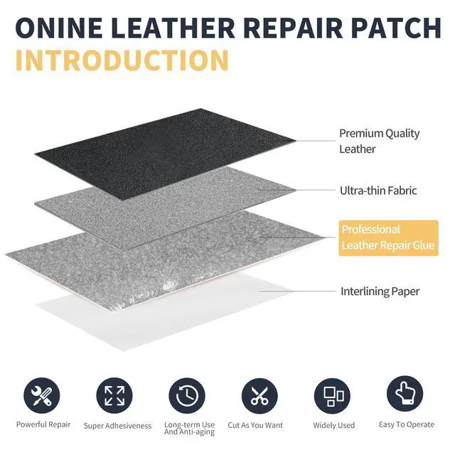 Alt view image 3 of 6 - Leather Repair PatchLeather Repair Tape, 3 x 60 inches Leather Repair Patch for Furniture,Vinyl Repair kitLeather Couch Patchfor Sofas, Furniture, car Seats(Black-Fine Grain)