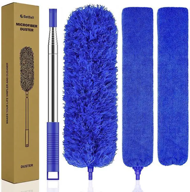 Main image of Dusters for Cleaning 100-inch Extra-Long Gap Duster with Extension Pole Bendable Microfiber Head Washable Ceiling Fan Cleaner Duster Kit for High Ceilings, Blue
