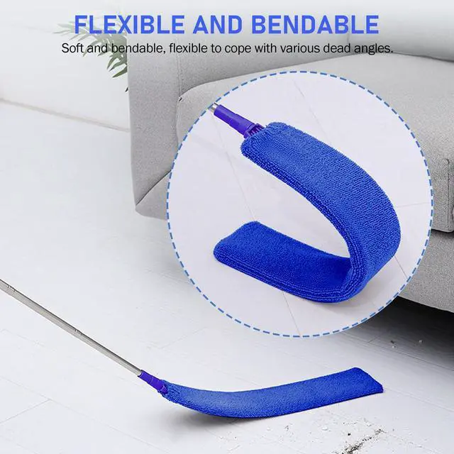 Alt view image 6 of 7 - Dusters for Cleaning 100-inch Extra-Long Gap Duster with Extension Pole Bendable Microfiber Head Washable Ceiling Fan Cleaner Duster Kit for High Ceilings, Blue
