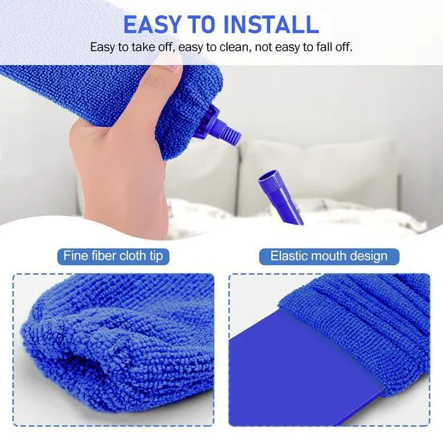 Alt view image 5 of 7 - Dusters for Cleaning 100-inch Extra-Long Gap Duster with Extension Pole Bendable Microfiber Head Washable Ceiling Fan Cleaner Duster Kit for High Ceilings, Blue