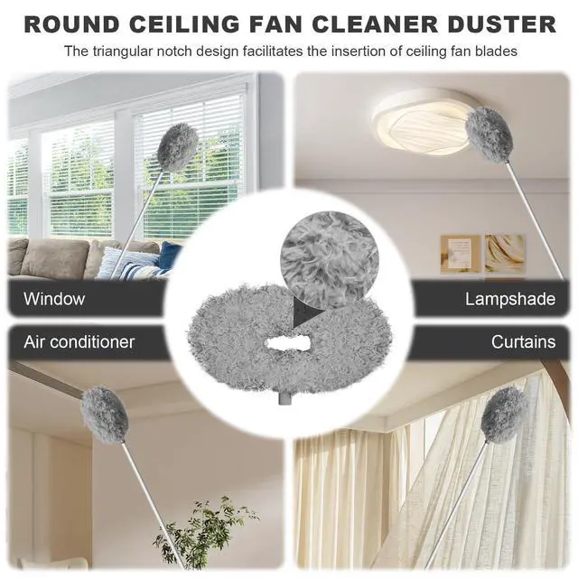 Alt view image 6 of 7 - Ceiling Fan Cleaner Duster - Adjustable Duster with Extension Pole,Dusters for Cleaning Fan Blade, Walls and Cobweb (Grey)