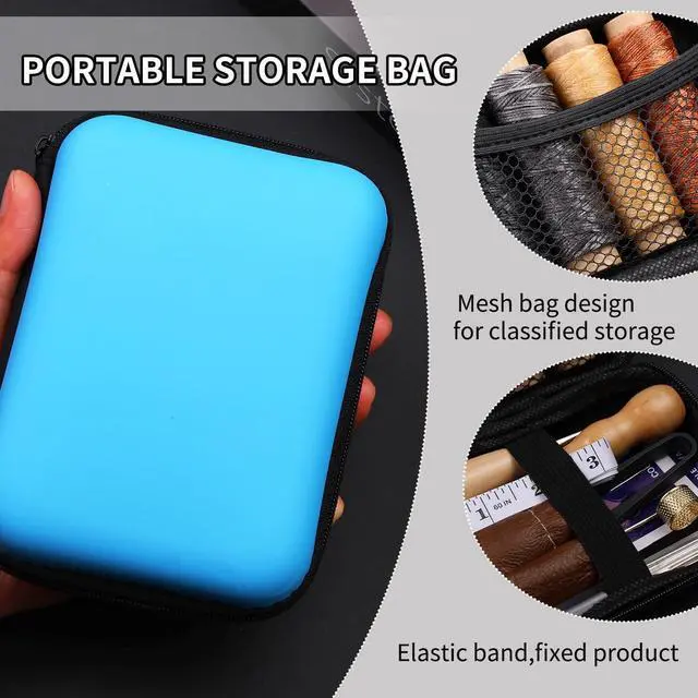 Alt view image 2 of 7 - Leather Sewing Kit, Leather Stitching Kit with Sewing Awl, Needles, Waxed Thread, Upholstery Repair Kit, Heavy Duty Sewing Tools for Hand Stitching Car Seats, Sofa, Carpets, Shoes, DIY Craft