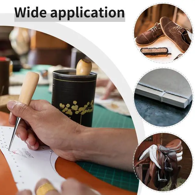 Alt view image 7 of 7 - Leather Sewing Kit, Leather Stitching Kit with Sewing Awl, Needles, Waxed Thread, Upholstery Repair Kit, Heavy Duty Sewing Tools for Hand Stitching Car Seats, Sofa, Carpets, Shoes, DIY Craft