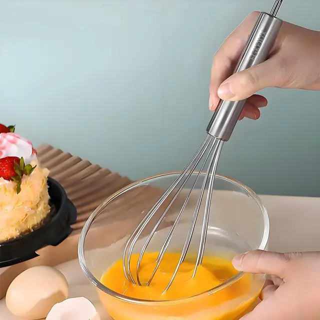 Alt view image 3 of 7 - 10-inch stainless steel whisk, suitable for mixing batter, whipping cream and mixing seasonings (304 egg beater steel wire thickened)