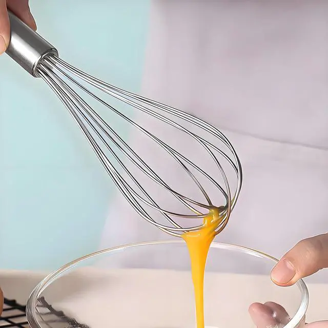 Alt view image 4 of 7 - 10-inch stainless steel whisk, suitable for mixing batter, whipping cream and mixing seasonings (304 egg beater steel wire thickened)