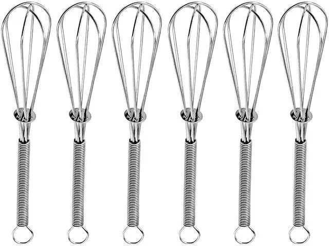 Main image of 6 Pack Small Wire Whisks, Portable Stainless Steel Kitchen Tiny Whisk & Egg Beater with Thick Wire - Sturdy Mini Mixing Balloon for Cooking, Blending, Whiping, Beating and Stirring (6")