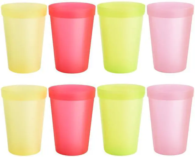 Main image of 8-Pack 15.2oz Plastic Cups, BPA-Free Reusable Drinking Cups, Unbreakable PP Tumblers, Microwave & Dishwasher Safe, Translucent Assorted Colors for Party BBQ Picnic & Daily Use