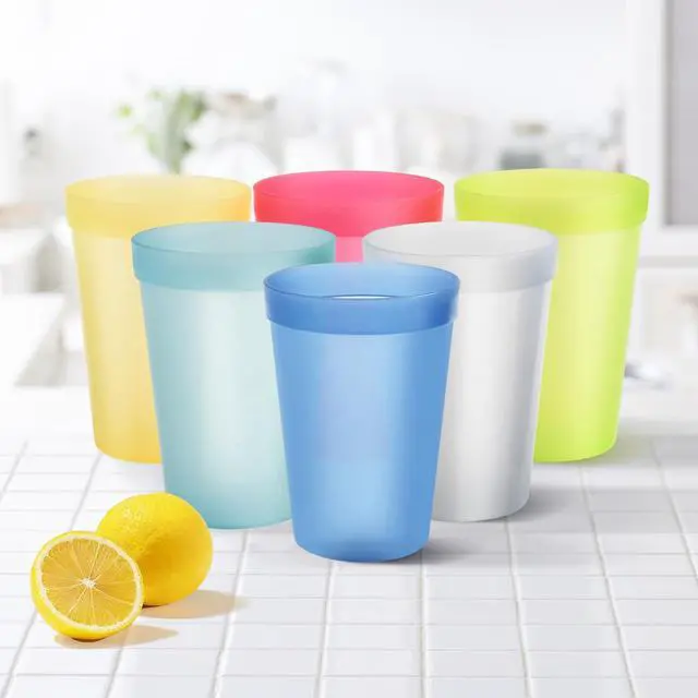 Alt view image 5 of 7 - 8-Pack 15.2oz Plastic Cups, BPA-Free Reusable Drinking Cups, Unbreakable PP Tumblers, Microwave & Dishwasher Safe, Translucent Assorted Colors for Party BBQ Picnic & Daily Use