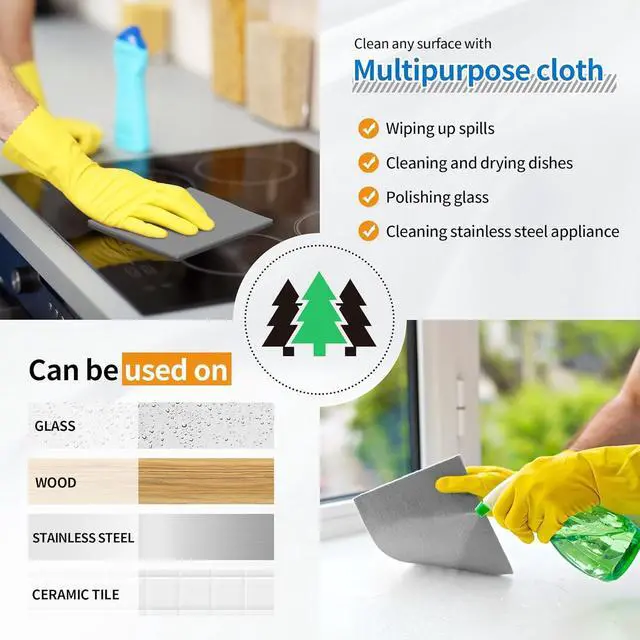 Alt view image 5 of 7 - Swedish Dishcloths, 18 Pack Absorbent Dish Towels for Kitchen, Multipurpose Cellulose Sponge Cloths, Reusable Washable Towels for Home & Kitchen, Grey