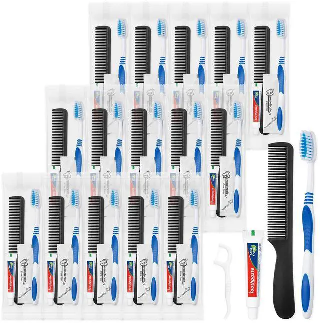 Main image of Travel Toothbrush with Toothpaste, Independent Packaging (15-Pack) | Hygiene Kit Bulk with Disposable Toothbrush, 10g Mini Toothbrush, Floss Picks, Comb, Suitable for Travel, Family, Hotel