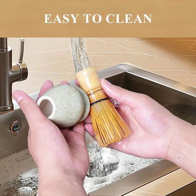 Alt view image 6 of 7 - Matcha Whisk Set, Matcha Making Kit Whisk (Chasen Holder), Ceramic Whisk Holder (Mottled Green), Bamboo Scoop, Powder Starter Sifter, Spoon Japanese Tea Tools For Ceremony Gift
