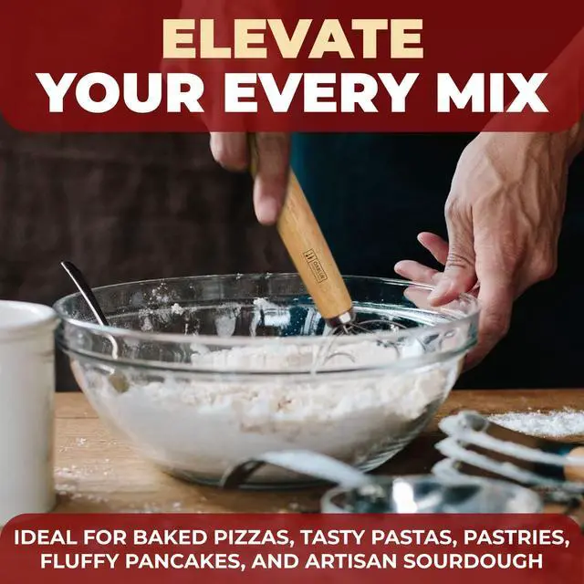 Alt view image 2 of 7 - Premium Danish Dough Whisk - Dutch Whisk with Stainless Steel Ring - Danish Whisk for Bread, Pastry or Pizza Dough, 13-inch 2-PACK