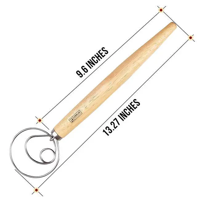 Alt view image 4 of 7 - Premium Danish Dough Whisk - Dutch Whisk with Stainless Steel Ring - Danish Whisk for Bread, Pastry or Pizza Dough, 13-inch 2-PACK