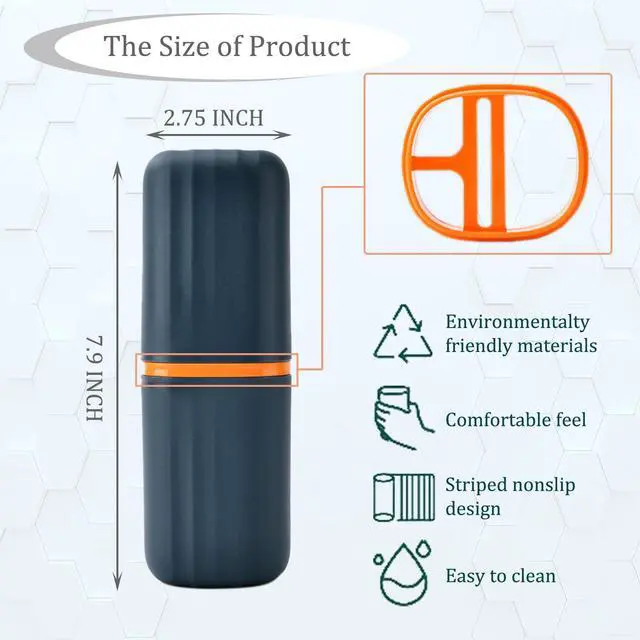 Alt view image 2 of 7 - 2Pcs Travel Toothbrush Cup Case, Portable Toothbrush Holder Case for Traveling, Camping, Business Trip and School, Plastic Toothbrushes Toothpaste Set with Two Colors (Navy blue and Lotus color)