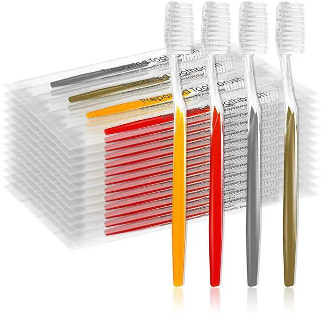 Main image of 20pcs Prepasted Disposable Toothbrushes Bulk Individually Wrapped | Pre Pasted Soft Bristle Tooth Brush Set Travel Toothbrushes for Homeless Gift Hotel Camping Travel