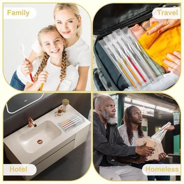 Alt view image 7 of 7 - 20pcs Prepasted Disposable Toothbrushes Bulk Individually Wrapped | Pre Pasted Soft Bristle Tooth Brush Set Travel Toothbrushes for Homeless Gift Hotel Camping Travel