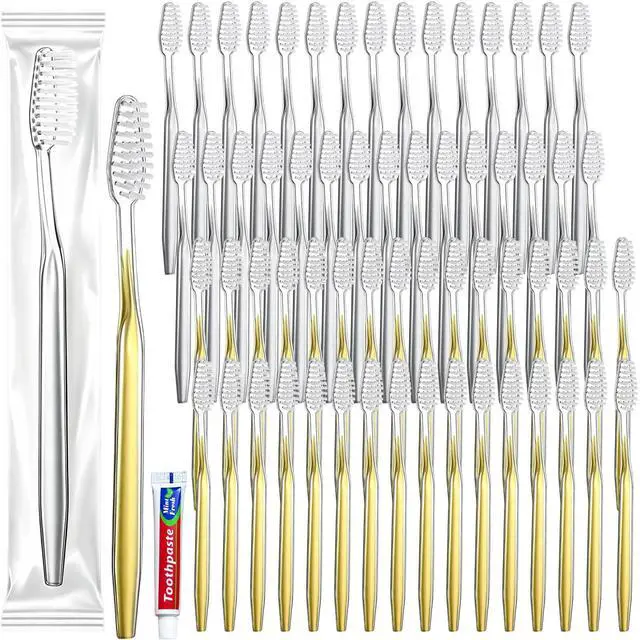 Main image of 30 pcs Disposable Toothbrushes with Toothpaste, 2 Color Toothbrushes and Toothpaste 10g, Bulk for Homeless, Travel, Hotel,Charity