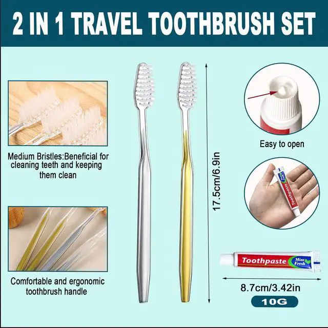 Alt view image 2 of 7 - 30 pcs Disposable Toothbrushes with Toothpaste, 2 Color Toothbrushes and Toothpaste 10g, Bulk for Homeless, Travel, Hotel,Charity