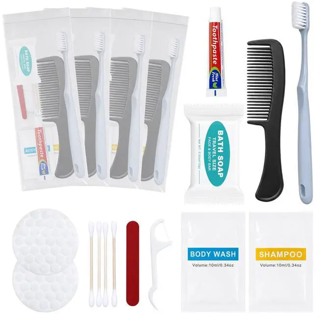 Main image of Hygiene Kits, Toothbrush and Toothpaste Travel Kits (4-Pack) | Bulk Hygiene Supplies, Individual Packages, Suitable For Travel, Hotels, Camping, Home Use