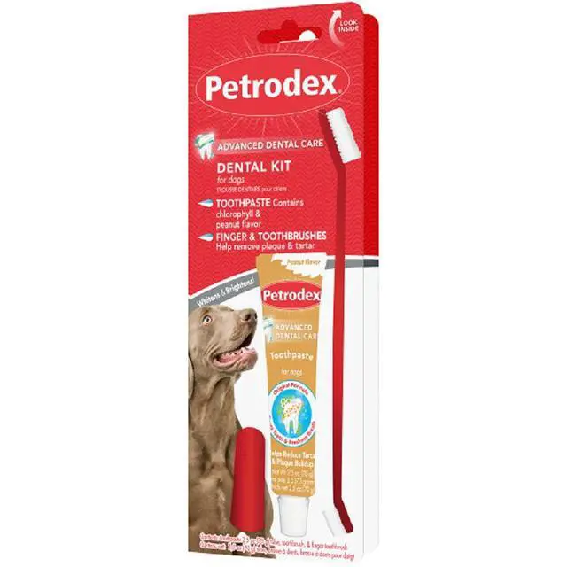 Alt view image 2 of 7 - Dog Dental Care Kit, Toothbrush & Toothpaste, Peanut, 2.5oz | Complete oral care kit: toothpaste + toothbrush; reduces plaque & tartar; fights bad breath; peanut flavor, dogs & puppies