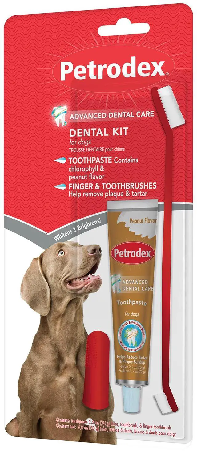 Main image of Dog Dental Care Kit, Toothbrush & Toothpaste, Peanut, 2.5oz | Complete oral care kit: toothpaste + toothbrush; reduces plaque & tartar; fights bad breath; peanut flavor, dogs & puppies