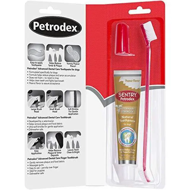 Alt view image 4 of 7 - Dog Dental Care Kit, Toothbrush & Toothpaste, Peanut, 2.5oz | Complete oral care kit: toothpaste + toothbrush; reduces plaque & tartar; fights bad breath; peanut flavor, dogs & puppies