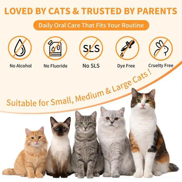 Alt view image 6 of 7 - Cat Dental Kit with Salmon Flavor Toothpaste 1.06 oz | Enzymatic Cat Toothpaste, Includes Toothbrush & Finger Brush | Toothbrush Kit for Kittens Breath Care, Freshens Breath