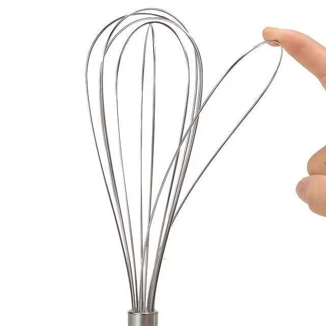 Alt view image 4 of 6 - 10 inch Stainless Steel Whisk, 5 inches for mixing small amounts of liquids, milkshakes, coffee, juice, etc. 2-piece set (buy 10 inches and get 5 inches as a gift) silver