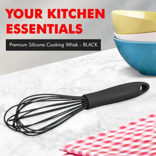 Alt view image 2 of 7 - Premium Silicone Wire Cooking Whisk, 10.5 inch, Black