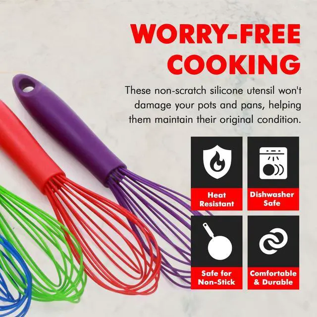 Alt view image 3 of 7 - Premium Silicone Wire Cooking Whisk, 10.5 inch, Black