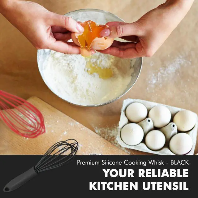 Alt view image 5 of 7 - Premium Silicone Wire Cooking Whisk, 10.5 inch, Black