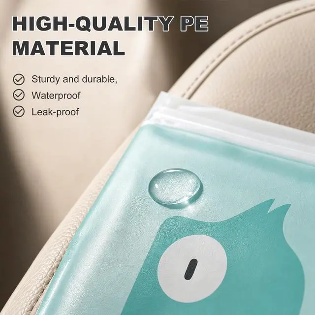 Alt view image 4 of 6 - 60 PCS Car Trash Bags, Easy Stick-On Portable Auto Garbage Pouch Self-Adhesive Storage Bag, Waterproof Barf Vomit Bags Cute Leakproof Trash Pouch for Cars Trucks SUVs