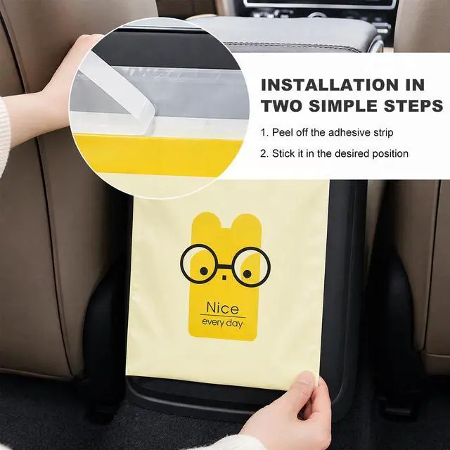 Alt view image 3 of 6 - 60 PCS Car Trash Bags, Easy Stick-On Portable Auto Garbage Pouch Self-Adhesive Storage Bag, Waterproof Barf Vomit Bags Cute Leakproof Trash Pouch for Cars Trucks SUVs