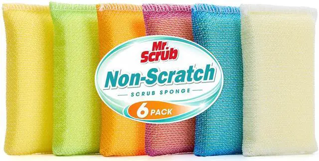 Main image of Sponges Kitchen Scrub Dish Sponge Scouring Pad, 6 Pack Cleaning Brush Dishwasher Soap Supplies, Dishwashing Dinnerware Towels Sink Pan Pot Cloth Rags Holder Bathroom Bathtub (Multi Color)