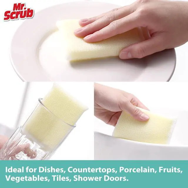 Alt view image 5 of 7 - Sponges Kitchen Scrub Dish Sponge Scouring Pad, 6 Pack Cleaning Brush Dishwasher Soap Supplies, Dishwashing Dinnerware Towels Sink Pan Pot Cloth Rags Holder Bathroom Bathtub (Multi Color)