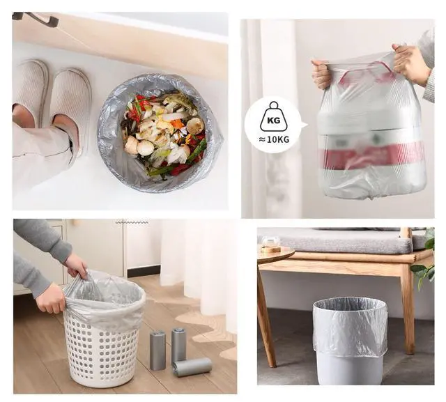 Alt view image 3 of 6 - 4 Gallon Bathroom Trash Bags,6 Rolls 120pcs Small Trash Garbage Bags, Disposable Trash Bags for Office, Bathroom Wastebasket Waste Bin (Silver 120 Count)
