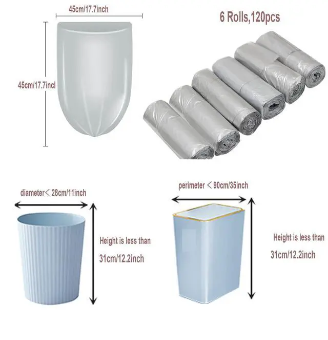 Alt view image 4 of 6 - 4 Gallon Bathroom Trash Bags,6 Rolls 120pcs Small Trash Garbage Bags, Disposable Trash Bags for Office, Bathroom Wastebasket Waste Bin (Silver 120 Count)