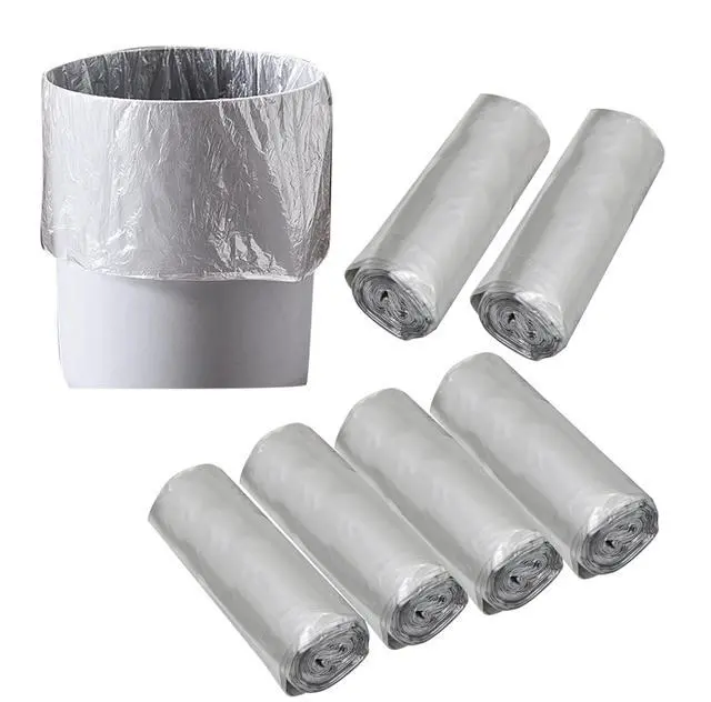 Alt view image 2 of 6 - 4 Gallon Bathroom Trash Bags,6 Rolls 120pcs Small Trash Garbage Bags, Disposable Trash Bags for Office, Bathroom Wastebasket Waste Bin (Silver 120 Count)