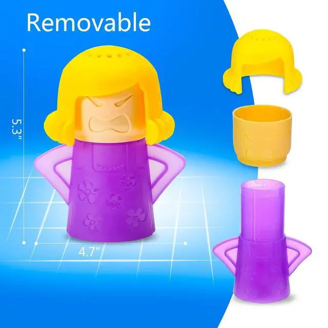 Alt view image 3 of 7 - Microwave Cleaner, 2 PCS Angry Mama Microwave Cleaner Microwave Oven Steam Cleaner Easily Clean in Minutes Cleans Add Vinegar and Water for Home or Office with English Manual (Purple)